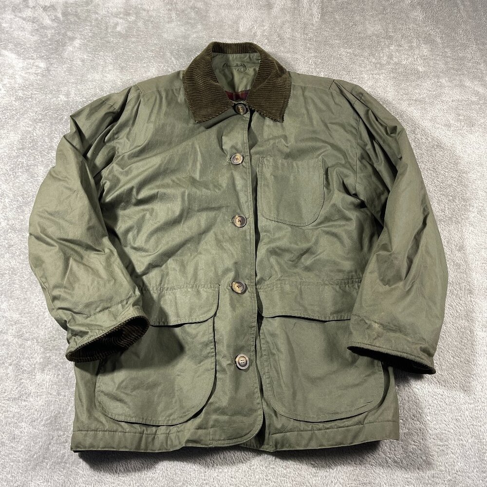 Vtg Portrait Chore Jacket Sportsman Brown Green M Shacket Button‎ Down Utility